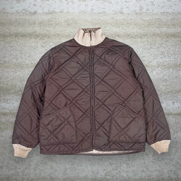 True Vintage Puffer Jacket Chocolate Brown Nylon Insulated Full Zip 70s